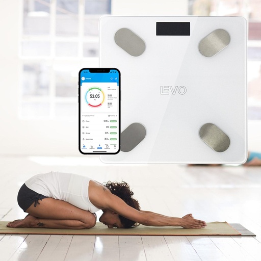 Pesa Digital Balanza Baño Bluetooth Blanca Inteligente LEVO