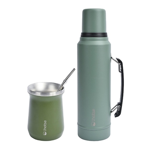 Termo Liquido Classic 1,3 lts + Mate Bombilla Lhotse Green
