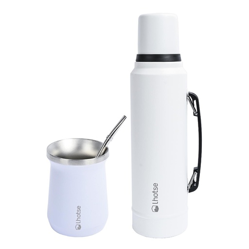 Termo Liquido Classic 1,3 lts + Mate Bombilla Lhotse White